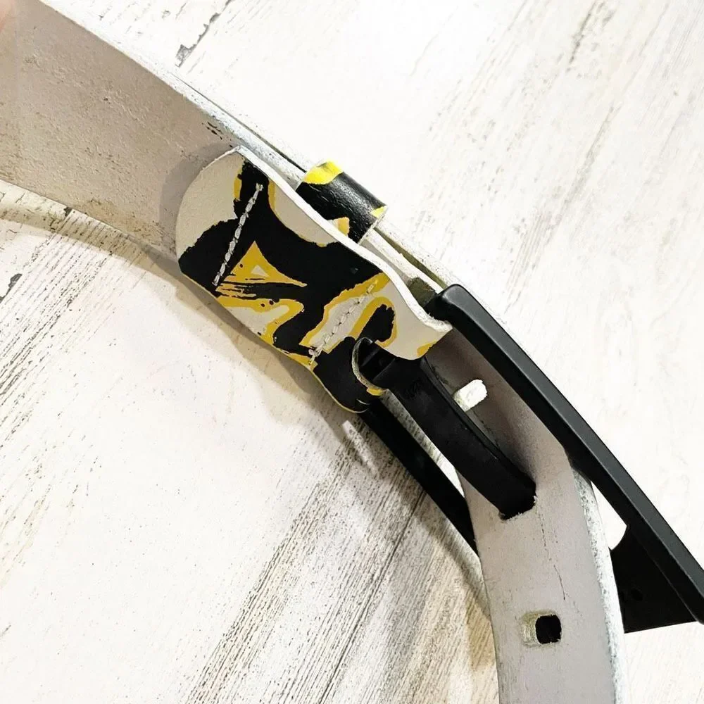 Y2K MISS SIXTY Novelty Leather Belt with Logo Buckle Made in Italy Size S